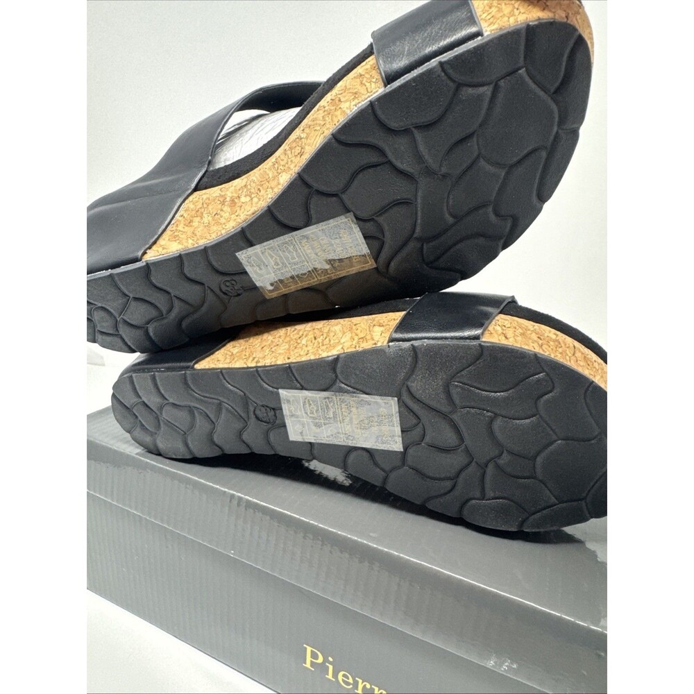 Pierre Dumas Women Low Wedge Chantal 26 BLACK Strap Sandal NEW WITH BOX Size 8.5 - Picture 7 of 8